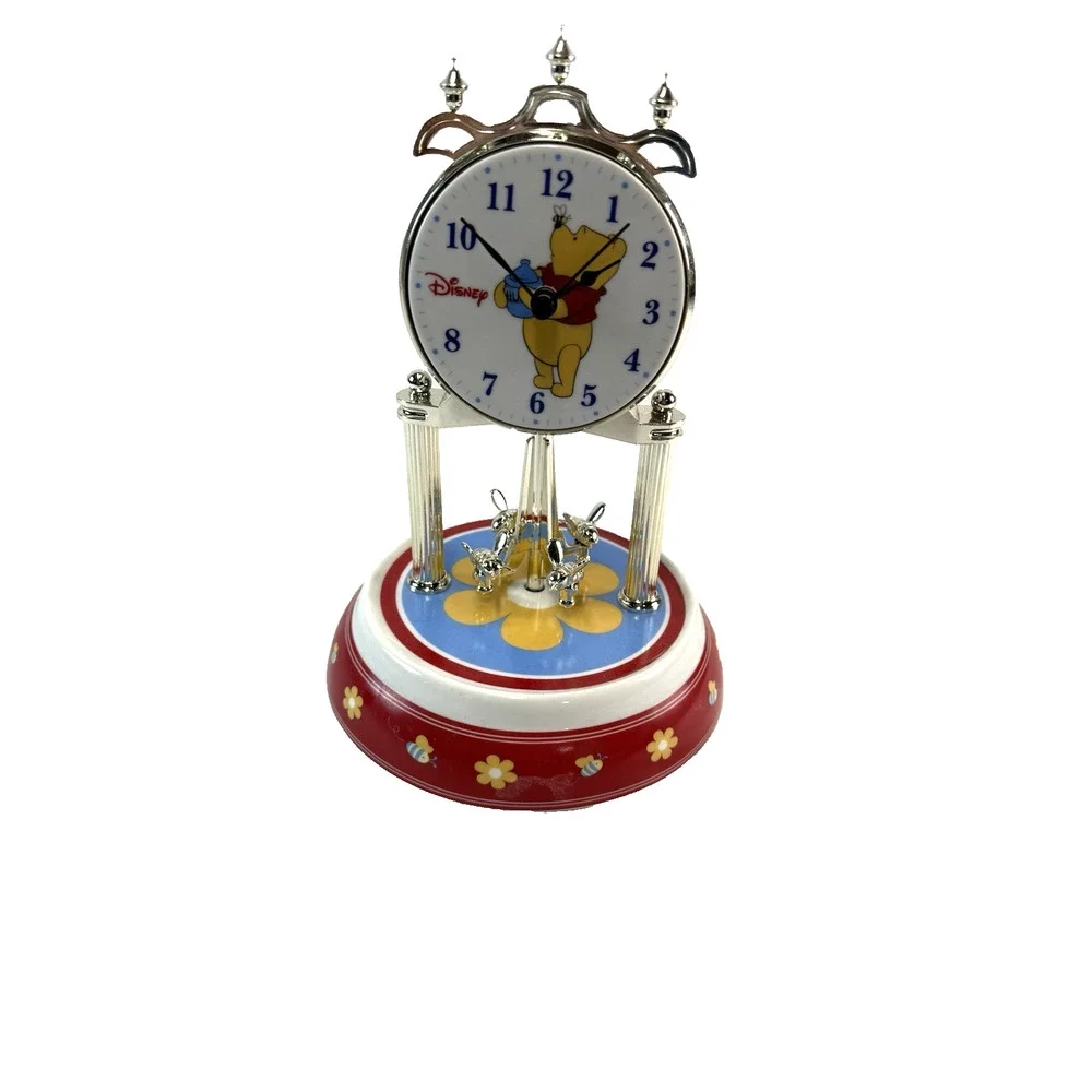 Vintage Disney Winnie the Pooh Collectible Clock Glass Dome Battery Operated